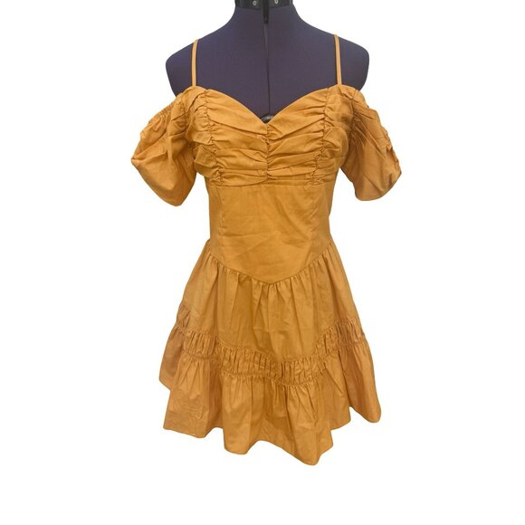 NWT Misa Los Angeles Rubina Mini Dress Marigold Off-Shoulder Size M - Picture 3 of 7
